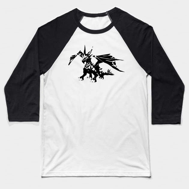 Dragon minimal silhouette white Baseball T-Shirt by WannabeArtworks